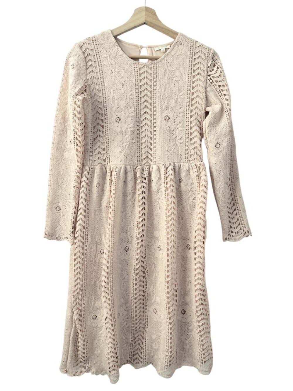 Tea & Rose Lace Dress Blush Pink Boho Cottage Small - Picture 2 of 10